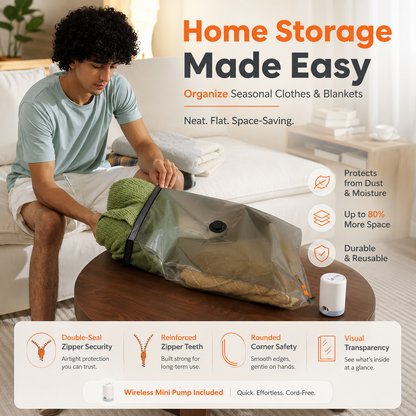 🚀 Wireless Compression Bags with Mini Pump – Save 70% Space 🧳✨