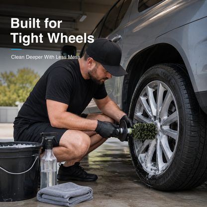 🚗 DeepReach™ Wheel Barrel Cleaning Brush – 17"+ Flexible Low-Splash Detail Brush