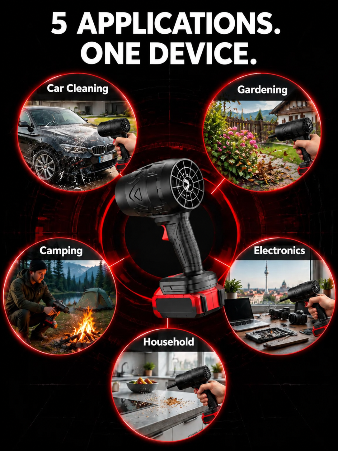💨 Turbo Power Portable Air Blower – Compact High-Speed Cleaning for Home, Car & Workshop
