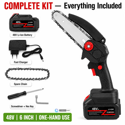 🔥Cordless Mini Chainsaw – Fast One-Hand Cutting for Yard & Garden