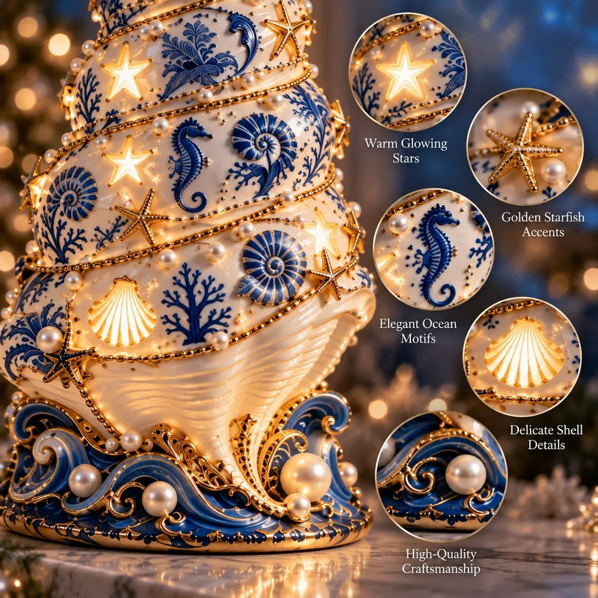 ⏳ Last Day 56% OFF – 🌊 Coastal Christmas Seashell Tree Projection Lamp