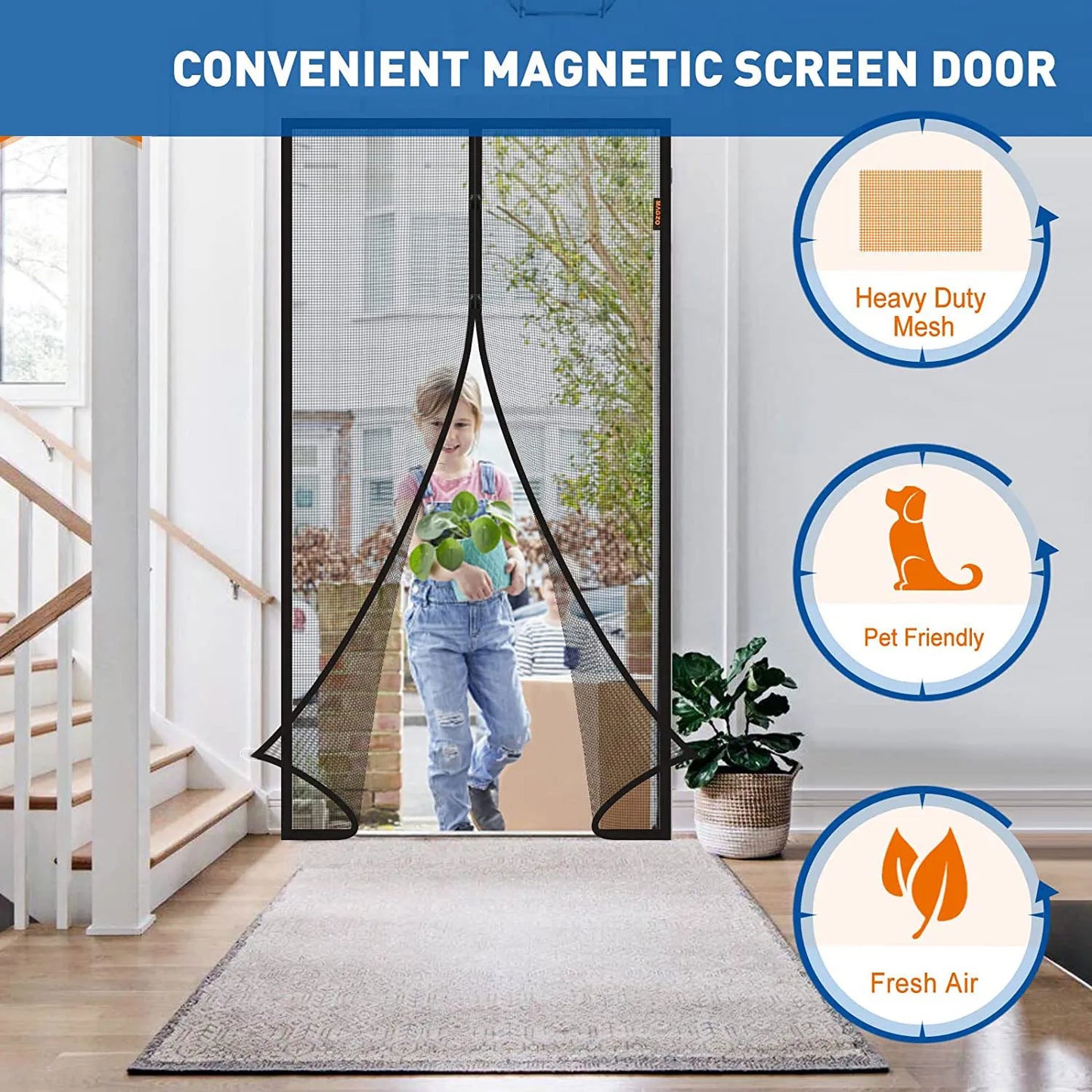 🧲 Magnetic Mosquito Screen Door – Hands-Free Auto-Close Mesh Curtain 🌿