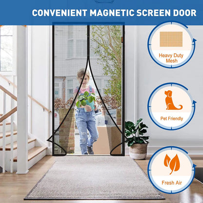 🧲 Magnetic Mosquito Screen Door – Hands-Free Auto-Close Mesh Curtain 🌿