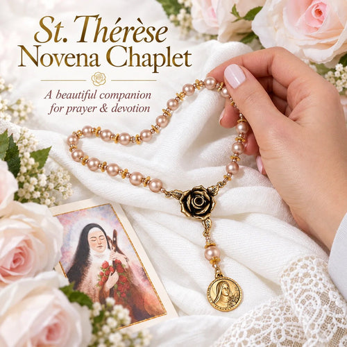 🌹 St Therese Little Flower Rose Novena Chaplet - Catholic Devotional Rosary Beads ✝️