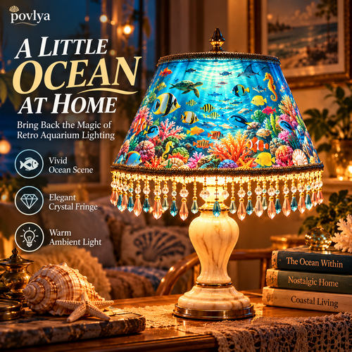 🐠 Vintage Rotating Fish Lamp ✨ Hypnotic Fish Motion & Crystal Fringe