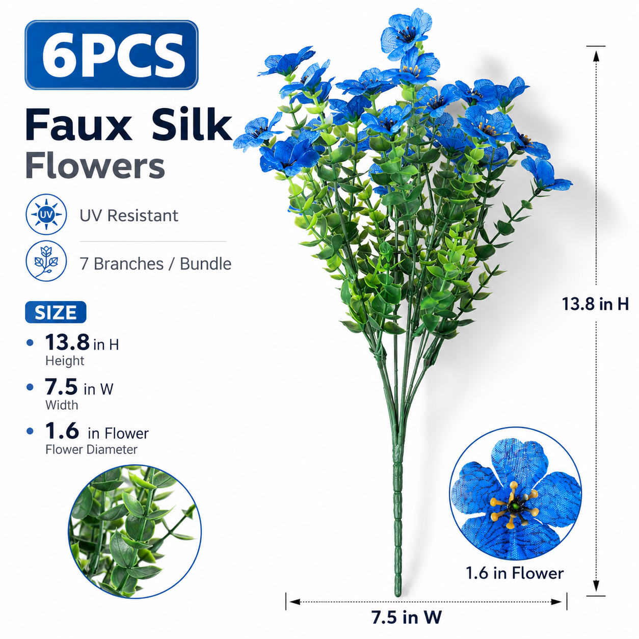 🌸 6PCS Faux Silk Flowers 🌿 Instantly Upgrade Your Space | UV Resistant Home Decor ✨