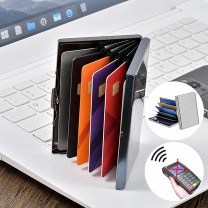 💳 Stainless Steel RFID-Blocking Card Holder – Slim 6-Slot Security Wallet ✨
