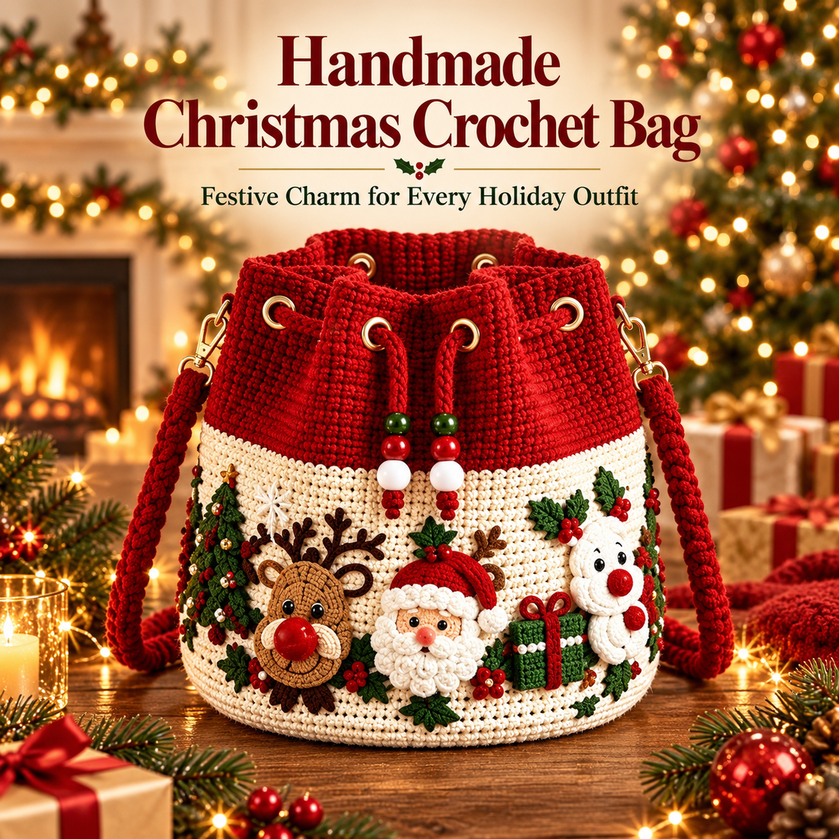🎄 Handcrafted Holiday Love – Pure Crochet Christmas Bucket Bags! ❤️