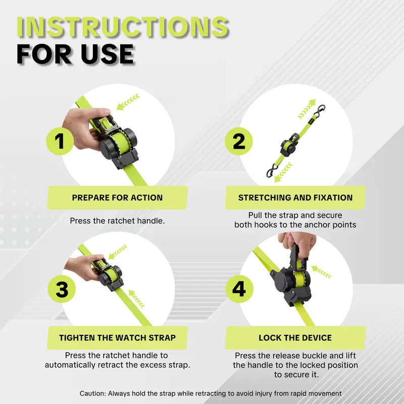 🔒 Retractable Ratchet Straps - 1550 lbs Heavy Duty Cargo ⚙️