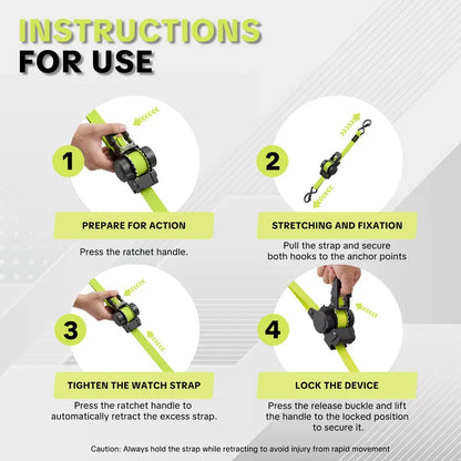 🔒 Retractable Ratchet Straps - 1550 lbs Heavy Duty Cargo ⚙️
