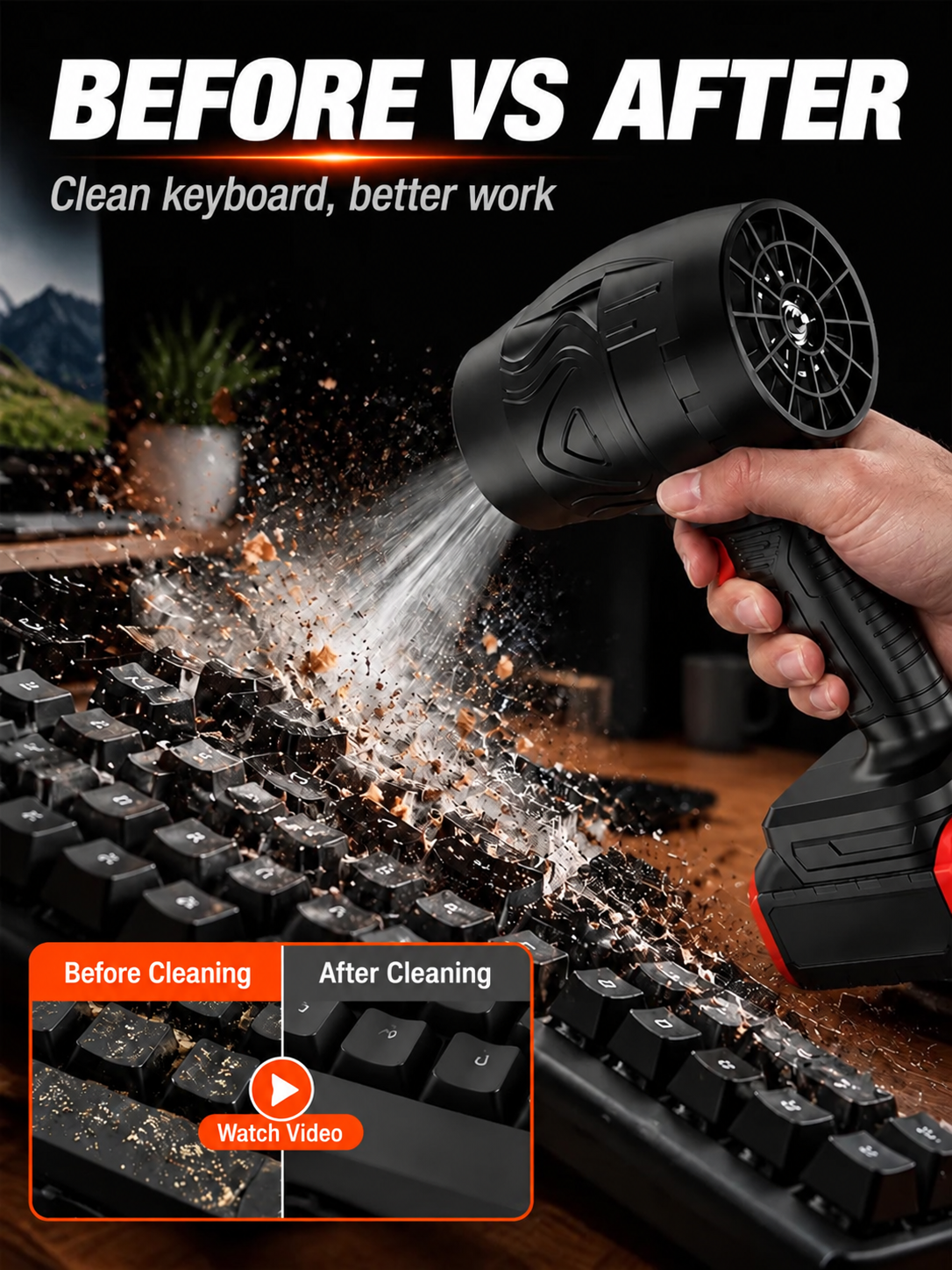 💨 Turbo Power Portable Air Blower – Compact High-Speed Cleaning for Home, Car & Workshop