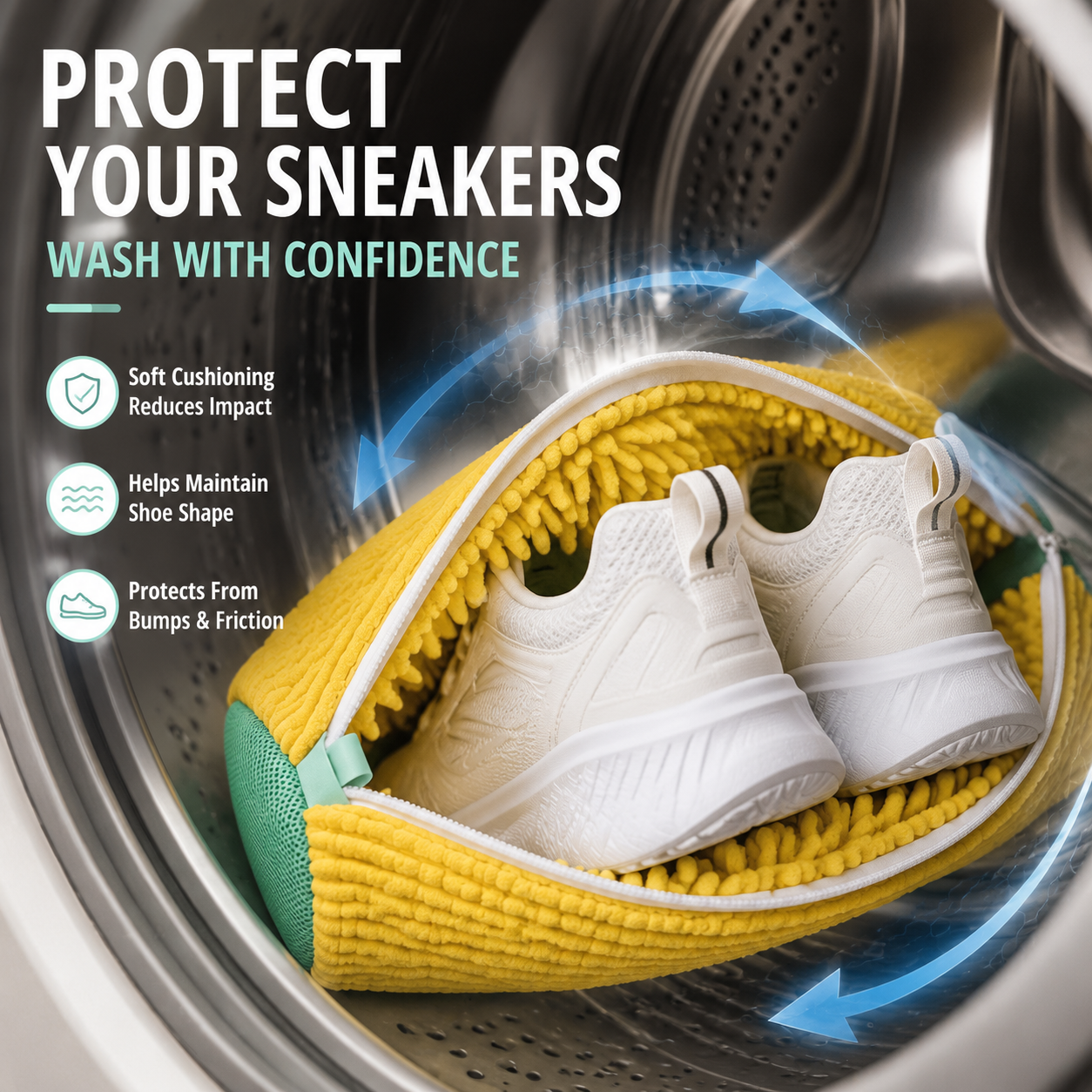 👟 Shoe Washing Bag – Reusable Sneaker Laundry Bag With Soft Cleaning Fibers