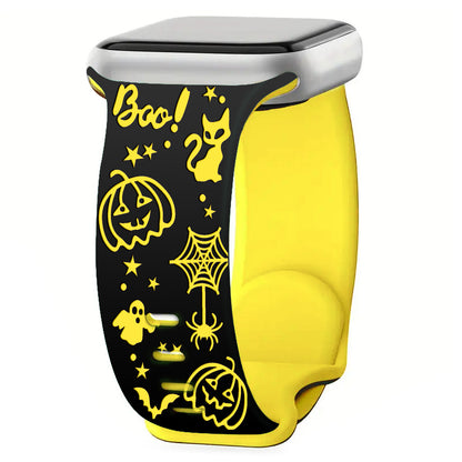 🎃 Halloween Engraved Silicone Watch Band with Butterfly Buckle 👻