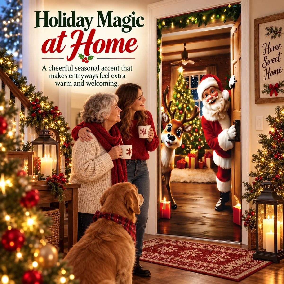 🎅 50% OFF 🎄 Christmas Santa Door Cover – Turn Your Door Into Holiday Magic