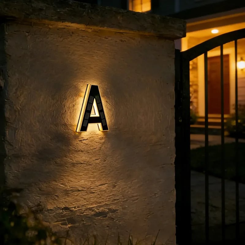 💡 Modern Solar Backlit Illuminated House Numbers | Wireless Dusk-to-Dawn Address Plaque 🏡