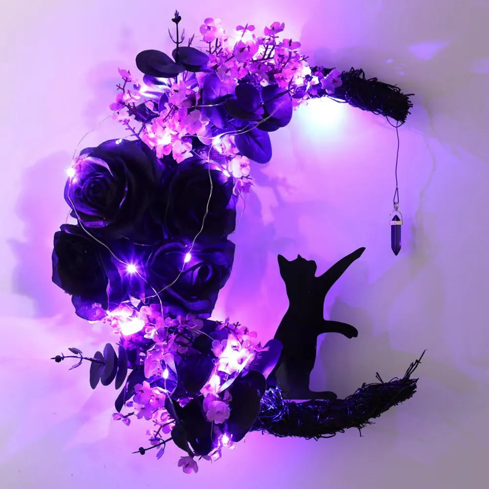 🔥Last Day 49% OFF - 🐈‍⬛🌙Handmade Halloween Cat Wreath