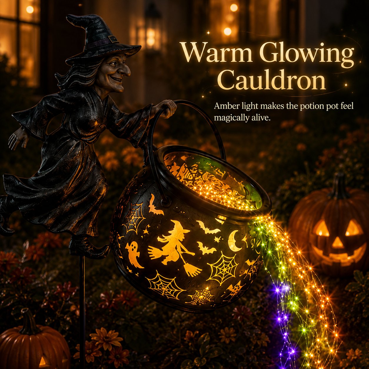 🌟2026 NEW HOT SALE 49% OFF🎃 Halloween Witch Cauldron Cascading Garden Light 🔮