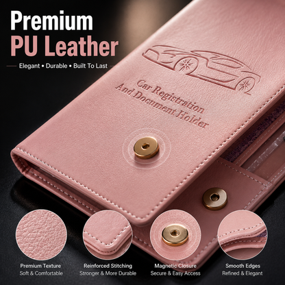 🚗 Premium Car Document Organizer – PU Leather Registration & Insurance Holder
