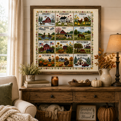 🔥 Limited-Time Offer! 49% OFF - A Year in Stitches – 12-Month Seasonal Cross Stitch Kit 🌿