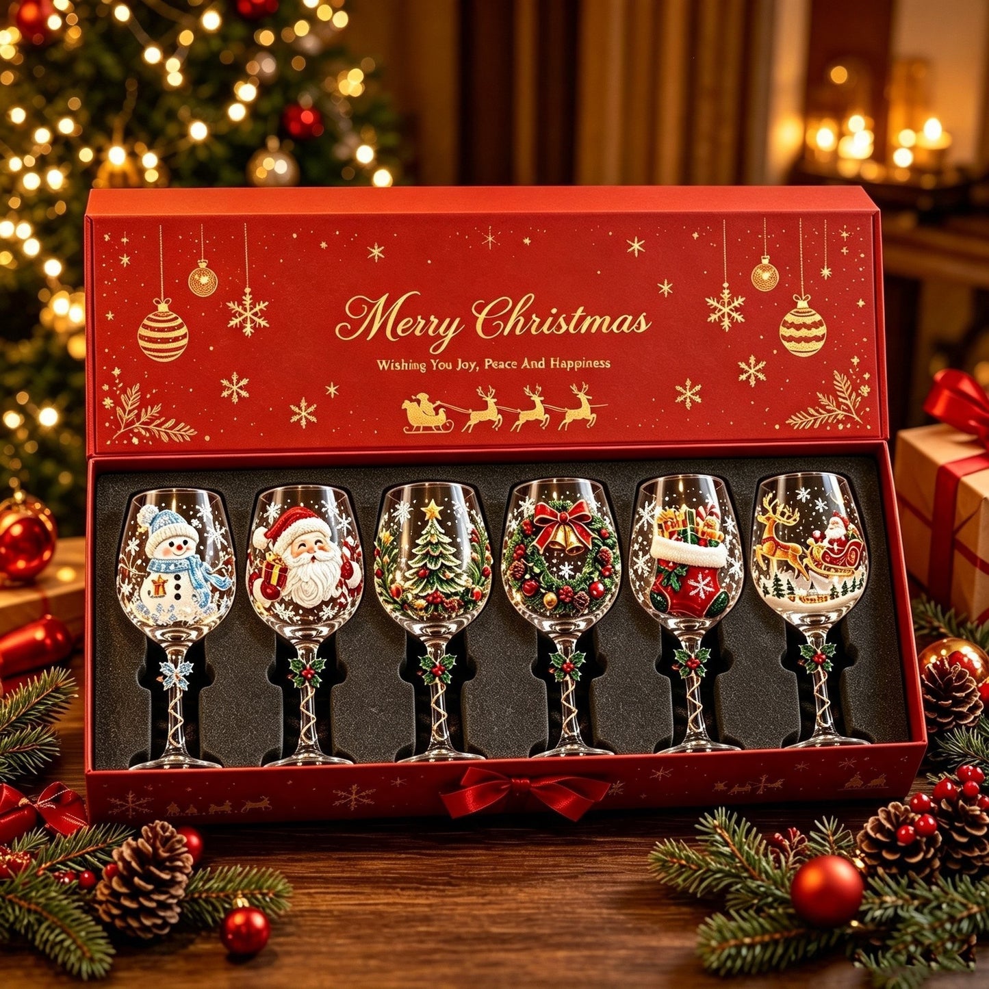 🎄 3D Christmas Collectible Stemmed Glass – 6 Festive Designs 🎅