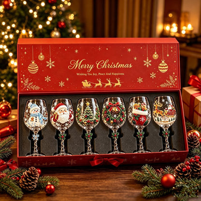 🎄 3D Christmas Collectible Stemmed Glass – 6 Festive Designs 🎅