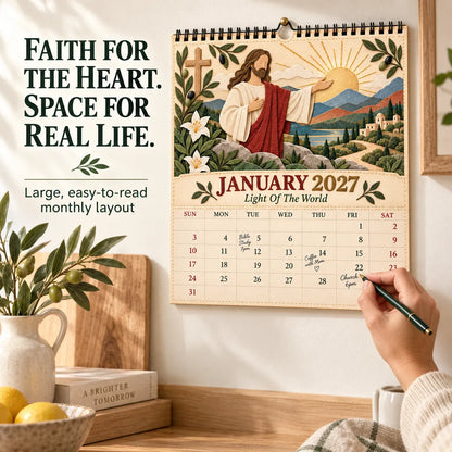 ✝️ 2027 A Year With Jesus Wall Calendar – 12-Month Gospel Art & Scripture Planning 🕊️