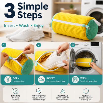 👟 Shoe Washing Bag – Reusable Sneaker Laundry Bag With Soft Cleaning Fibers