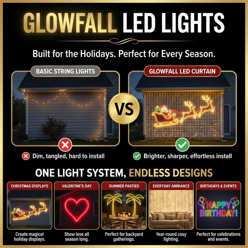 🏡 Architectural Dynamic Mesh Christmas Wall Light – Outdoor Animated Facade Display ✨