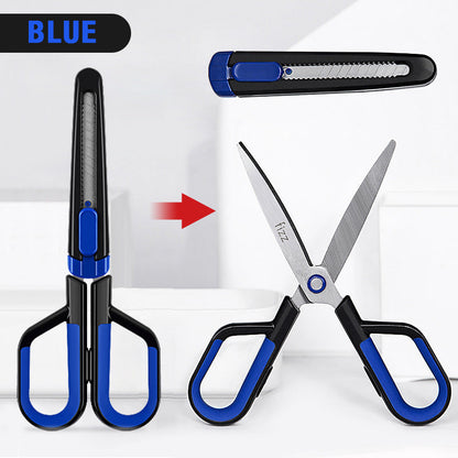 ✂️ 2-in-1 Anti-Adhesive Scissors & Box Cutter – Stainless Steel Multi Tool