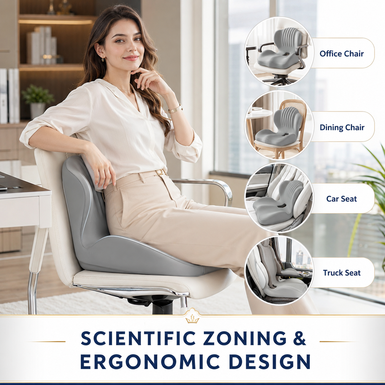 🧘 5-Zone Ergonomic Sciatica & Tailbone Relief Cushion 🚗