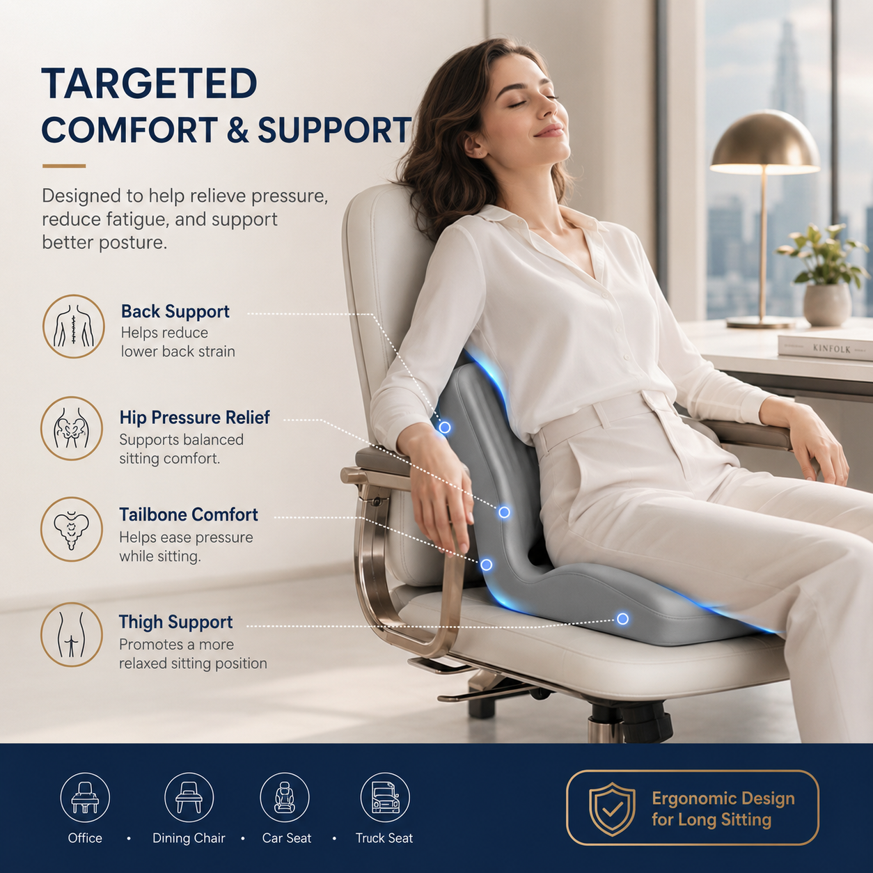🧘 5-Zone Ergonomic Sciatica & Tailbone Relief Cushion 🚗