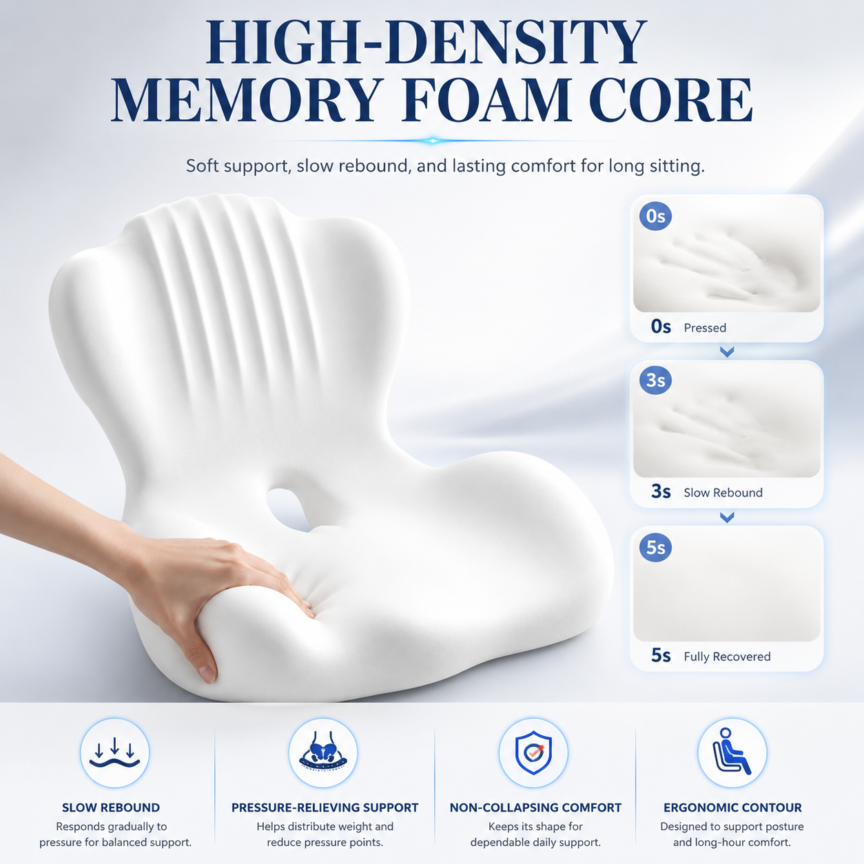 🧘 5-Zone Ergonomic Sciatica & Tailbone Relief Cushion 🚗