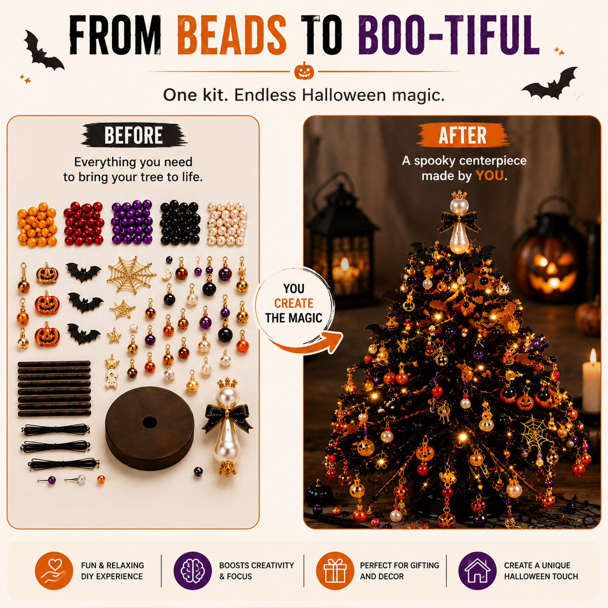 🎄 DIY Beaded Christmas Tree Kit – Handmade Holiday Craft