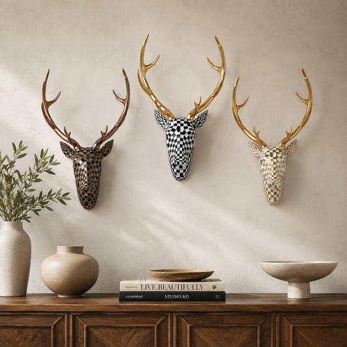 🦌 Modern Mosaic Deer Head Wall Sculpture – 3D Geometric Wall Art Accent  ✨