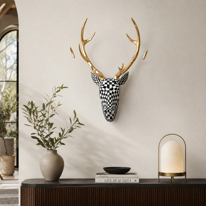 🦌 Modern Mosaic Deer Head Wall Sculpture – 3D Geometric Wall Art Accent  ✨
