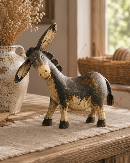 Rustic Donkey Figurine for Farmhouse Decor