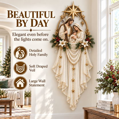 ✨✝️ Last Day 45% OFF✨Holy Family Star Veil Cascade™ – Lighted Nativity Christmas Wall Decor