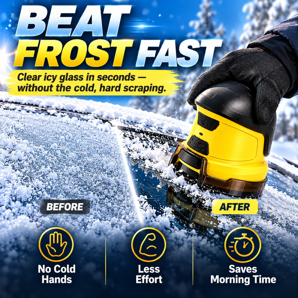 ❄️ Cordless Electric Ice Scraper – Rechargeable Windshield Ice & Frost Remover 🚗