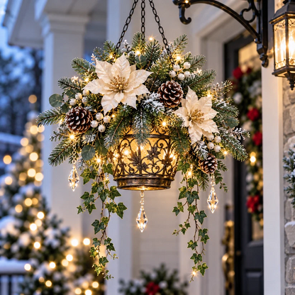 🎄 Christmas Porch Glow™ – Pre-Lit Holiday Lantern & Evergreen Decor | 3 Festive Styles