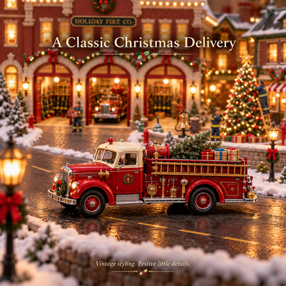 🚒🎄Christmas Fire Rescue Village✨  – Lighted Holiday Scene Featuring Festive Firefighters 🚒✨