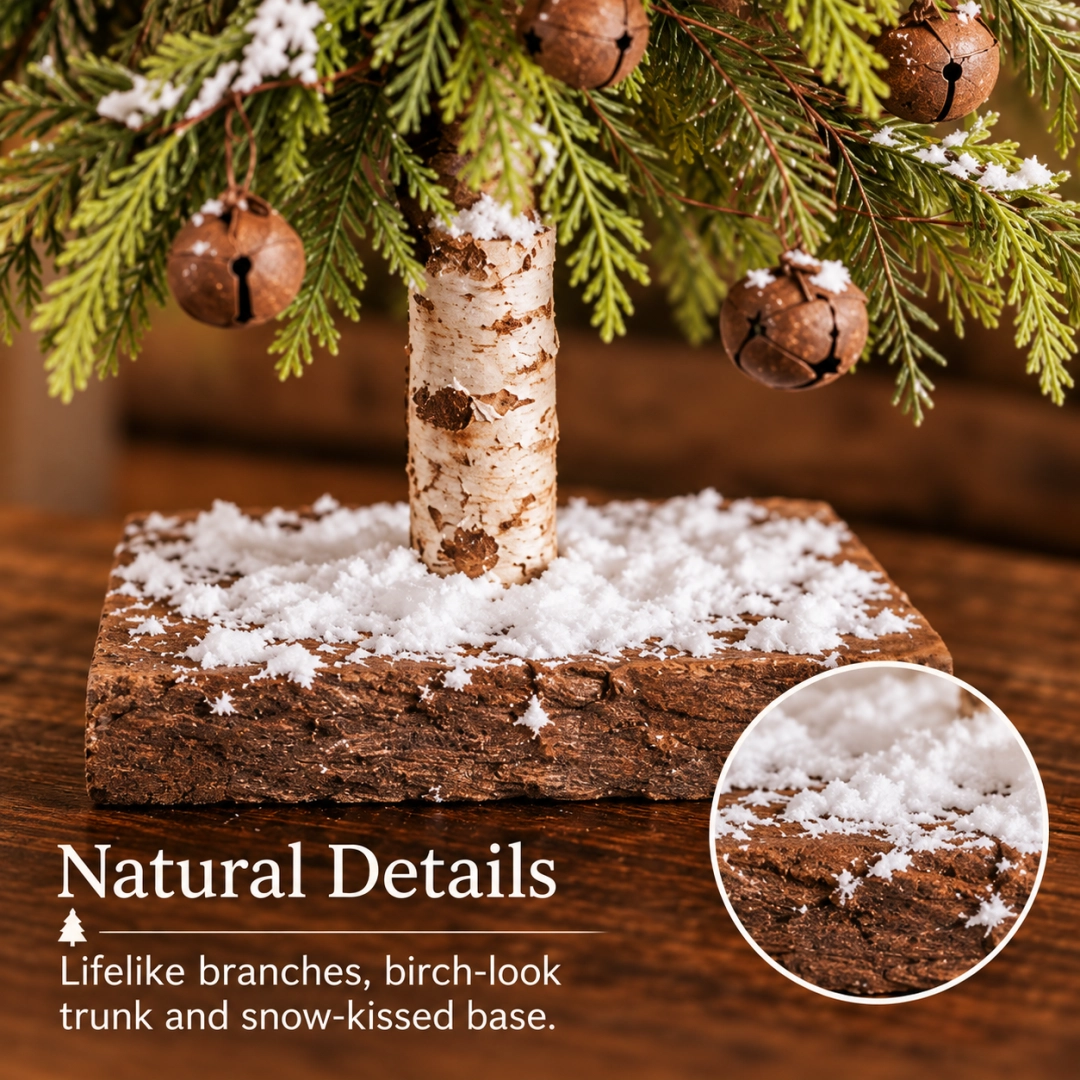 🎄✨ Snow-Kissed Bell & Star Christmas Tree – Charming Holiday Décor