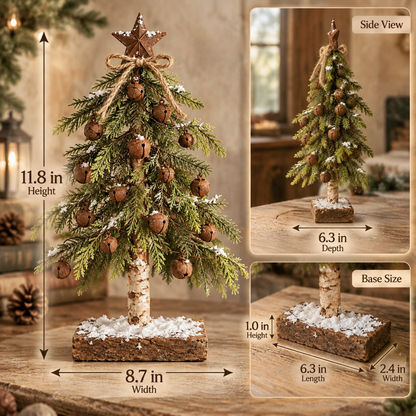 🎄✨ Snow-Kissed Bell & Star Christmas Tree – Charming Holiday Décor