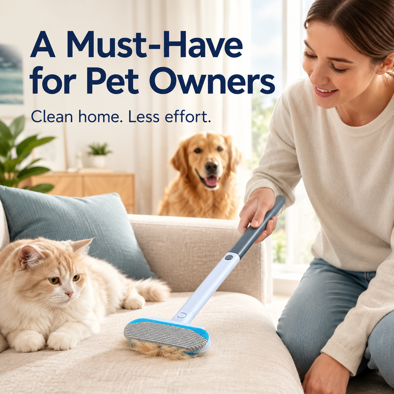 🐾 Extendable Pet Hair & Dust Brush – Reusable Sofa, Clothing & Window Tool ✨