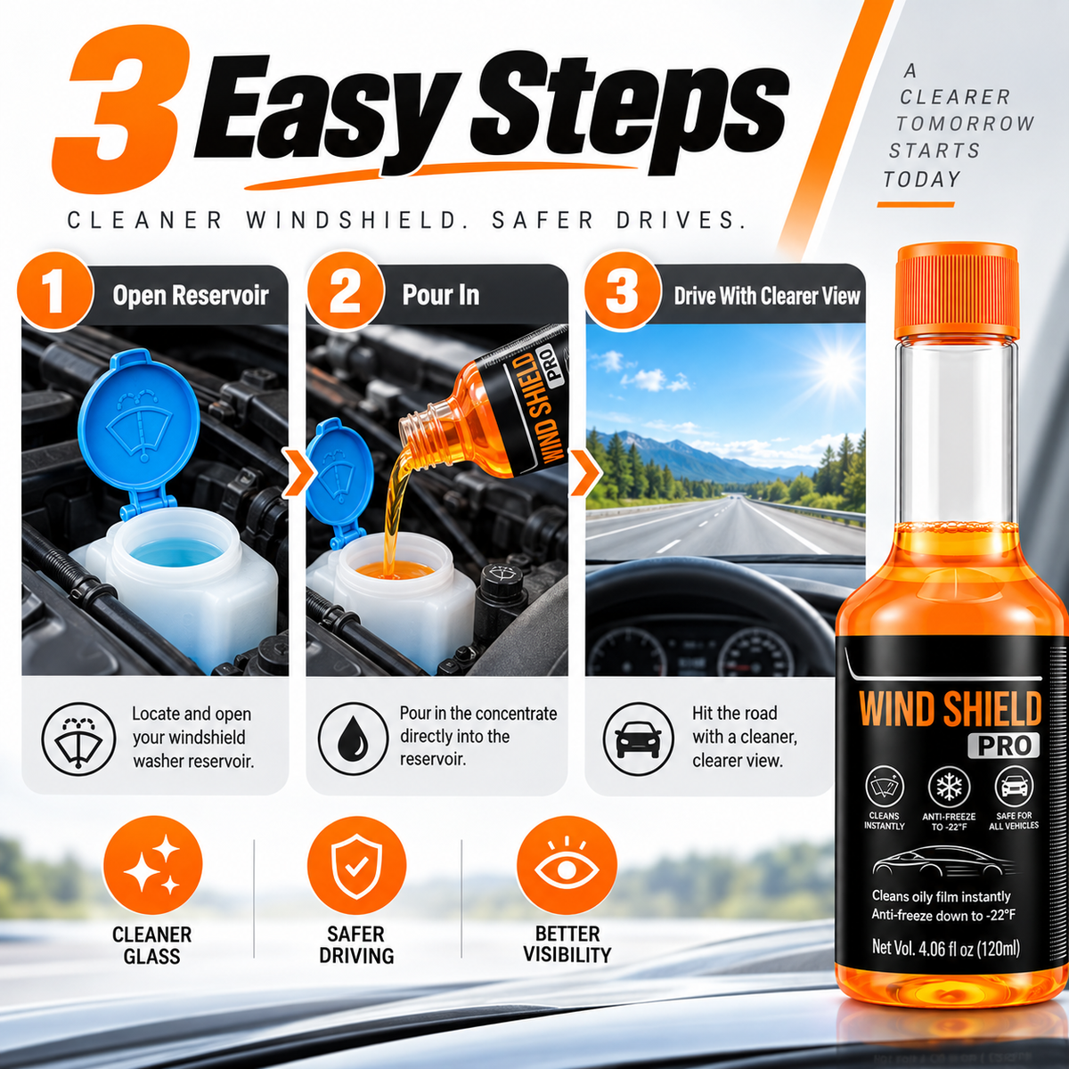 🚗 Auto Windshield Oil Film Cleaner - Anti-Glare Glass Fluid Concentrate ⚡