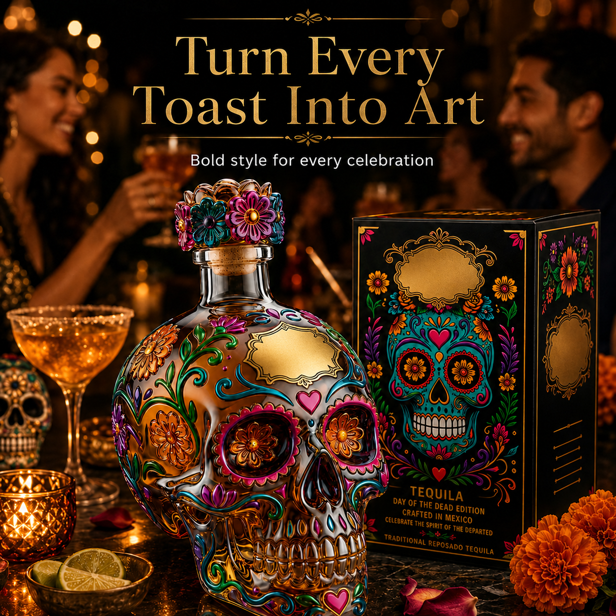 🔥🍷Limited edition Day of the Dead tequila bottle🎁