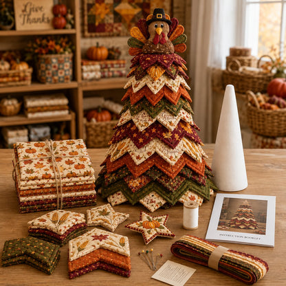 🔥LAST DAY 50% OFF - 🎄 Layered Fabric Tree Quilt Kit for DIY Seasonal Decor 🧵