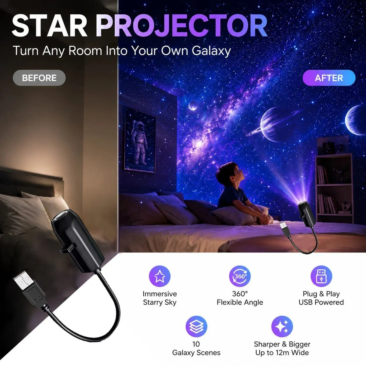 ✨ Plug-and-play HD Star Sky Projector