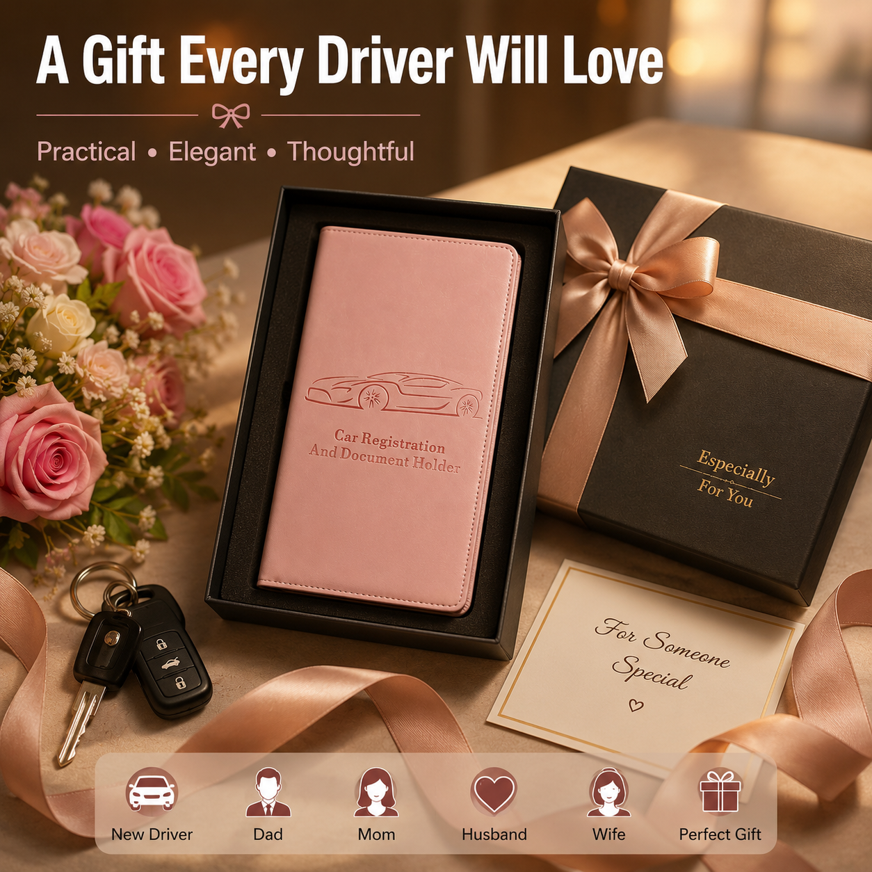 🚗 Premium Car Document Organizer – PU Leather Registration & Insurance Holder