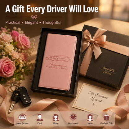 🚗 Premium Car Document Organizer – PU Leather Registration & Insurance Holder