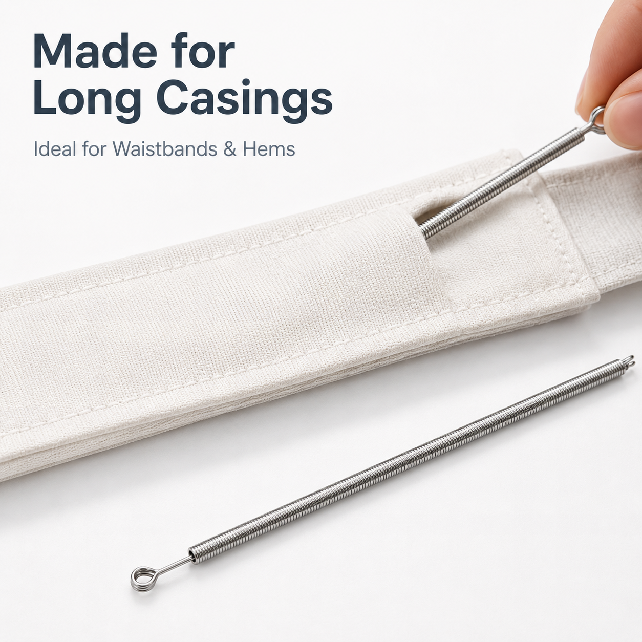 25cm Spring Loop Threader, Flexible Stainless Steel Drawstring Threader Tool,Bendable Multi-Purpose Cord Threading Tool for Eyelets, Elastic and Lace